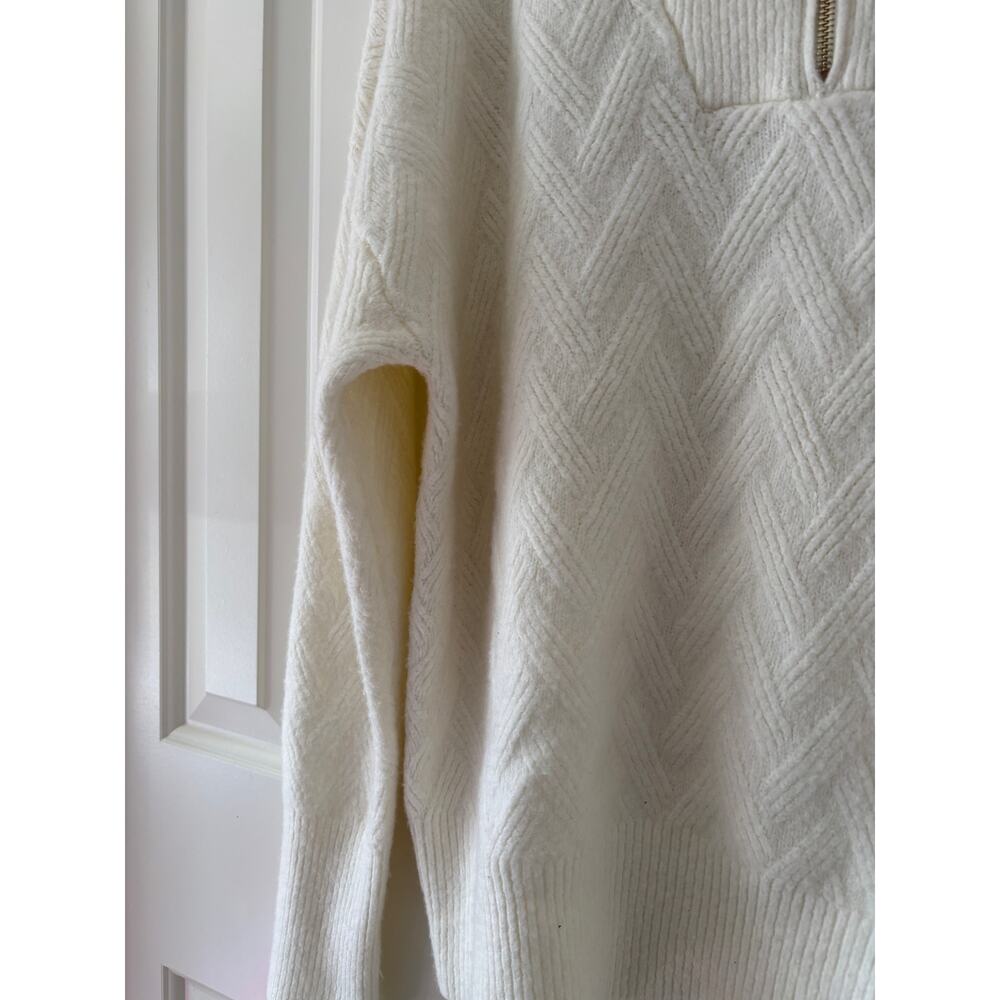 Cynthia Rowley Active White Cable Knit Half Zip Sweater L - Picture 5 of 9